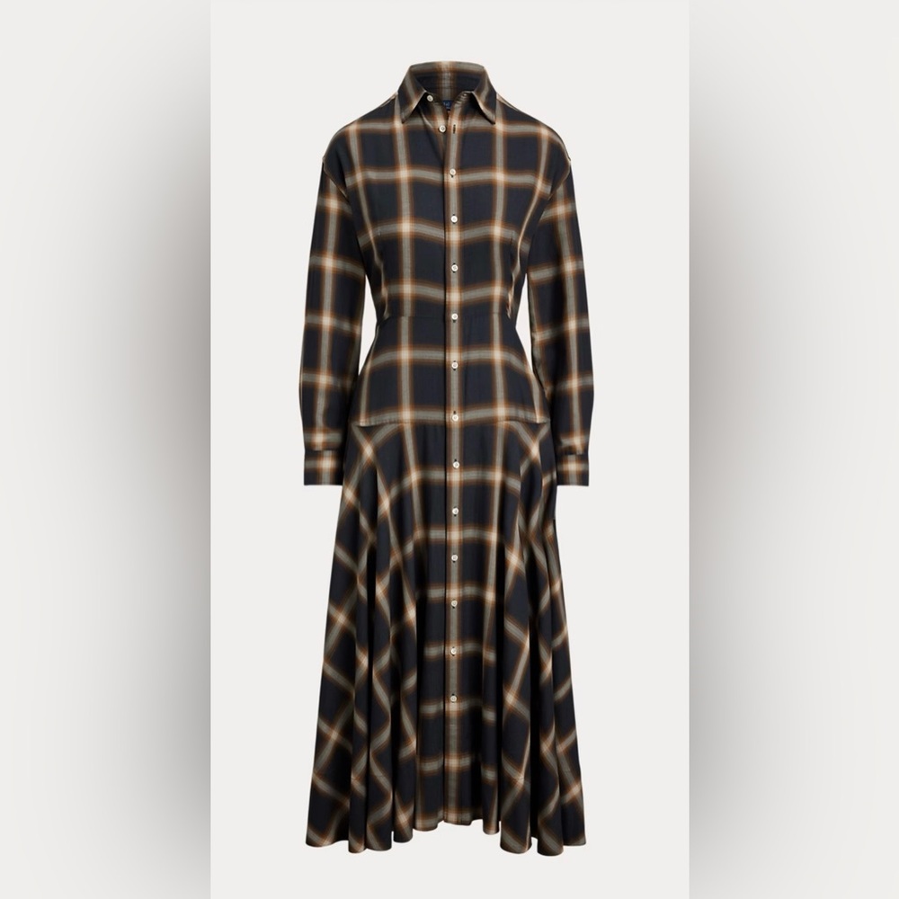 NWOT Polo Ralph Lauren Plaid Twill Paneled Shirtdress 4